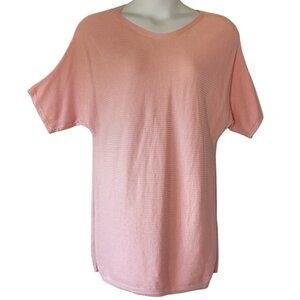 Talbots Pink Cotton Knit Pullover Textured Rib Jewel Neck Dolman Sleeve XL